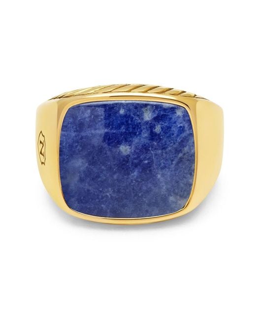 Nialaya Blue Gentlemen's Signet Ring With Dumortierite for men