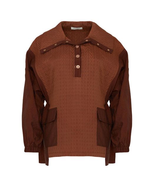Nocturne Brown Oversized Quilted Sweatshirt