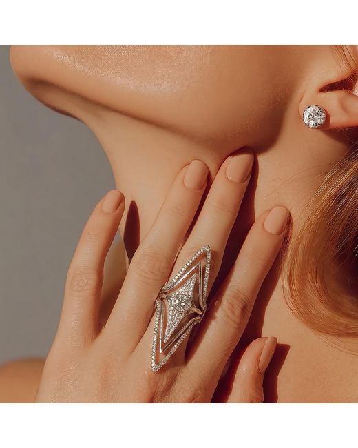 Najiba White Trinova Three Piece Ring Set