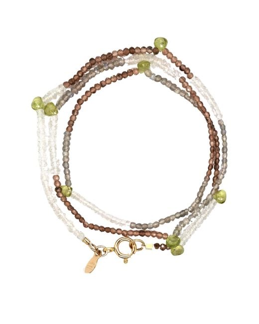 Lori Kaplan Design Metallic Neutrals Triple Wrap Andalusite, Topaz, Labradorite Bracelet Or Necklace