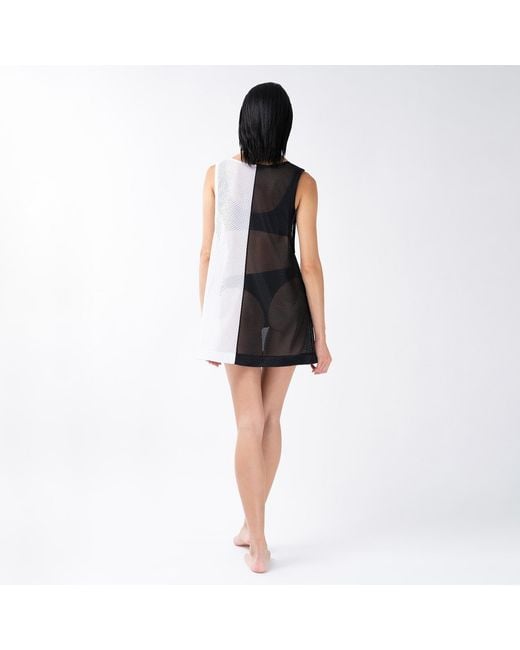 Kim Foley Black Half & Half Beach Cover-Up Athletic Mesh Dress