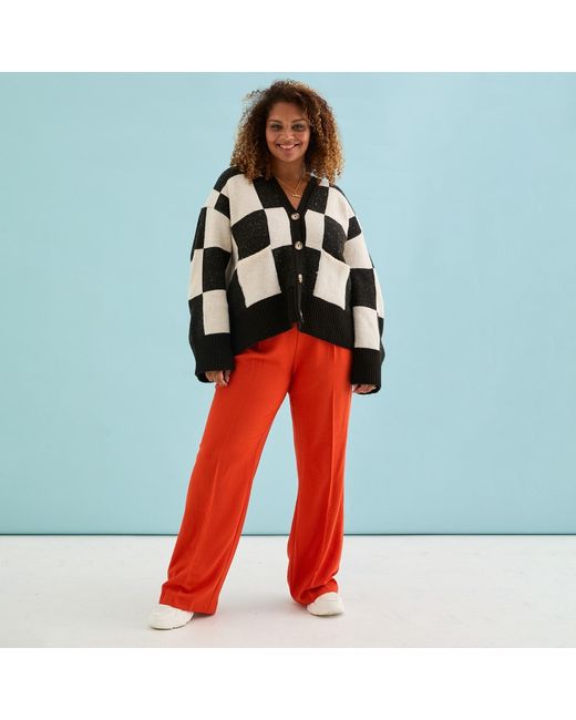 Cara & The Sky Black Candice Checked Oversized Chunky Cardigan