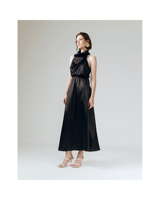 Ats the Label Black Amelia Ruffle Neck Dress
