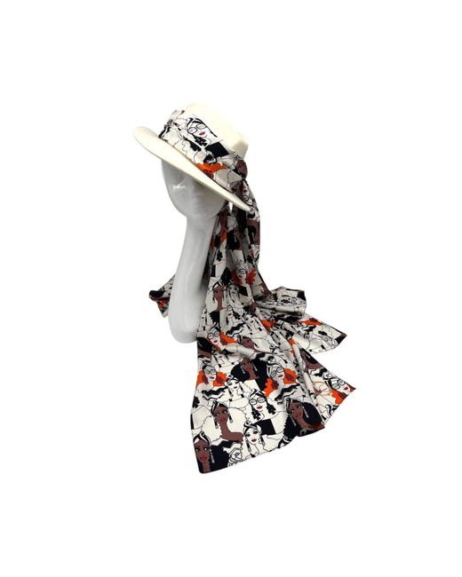 Julia Clancey White Neutrals Ivory Turbanista Fifi Scarf Fedora