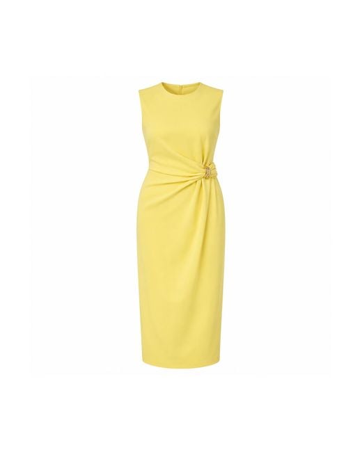 Girl In Mind Yellow Louisa Buckle Wrap Detail Midi Dress