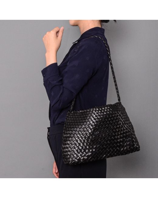 Rimini Black Hand Weaving Shoulder Bag for men
