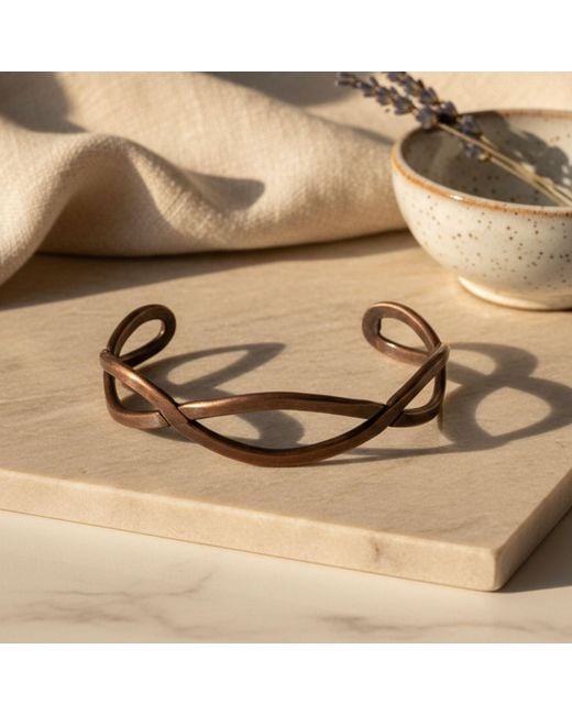 Anatoliacraft Pink Infinity Twist Copper Open Cuff Bracelet