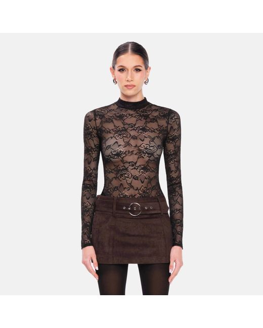 OW Collection Black Lydia Lace Bodysuit
