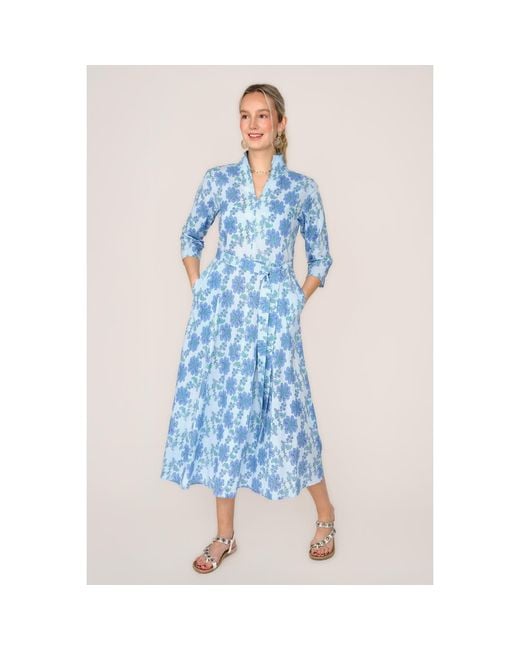 At Last Blue Cotton Chelsea Midi Dress