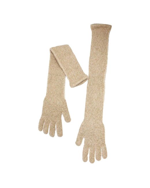 Maison Bogomil Natural Ribbed Knit Opera Gloves