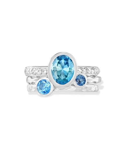 Dower & Hall Blue Sea Breeze Twinkle Stacking Rings Set