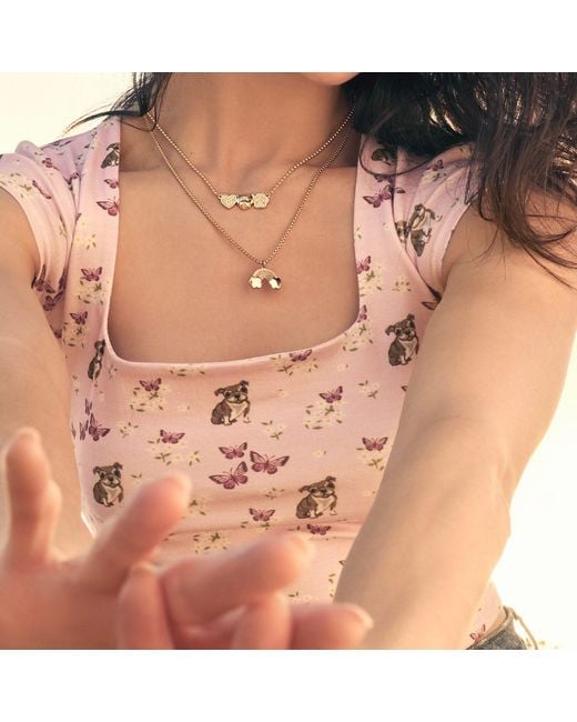 Cloud Haven Pink Ditsy Bulldog Square Neck Tee
