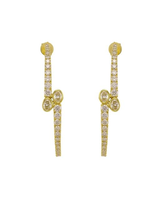 Artisan Metallic 14K Diamond Open Hoop Earrings