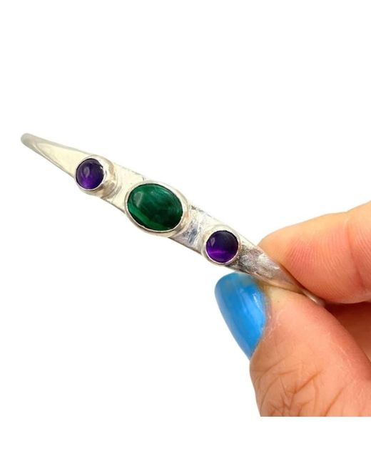 Amy Delson Jewelry Metallic Malka – Malachite Amethyst Sterling Cuff