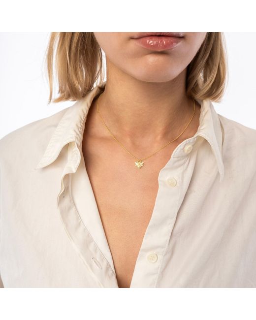 Spero London Metallic Sterling Bee Pendant Chain Necklace