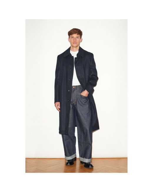 Hegarty Blue Single Breasted Cashmere Overcoat for men
