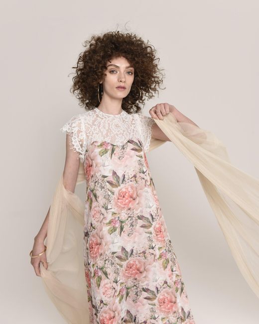 NEVA Pink Maelis Lace Detail Wedding Guest Dress