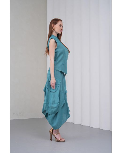 Lumina Eligma Blue The Collar Linen Skirt