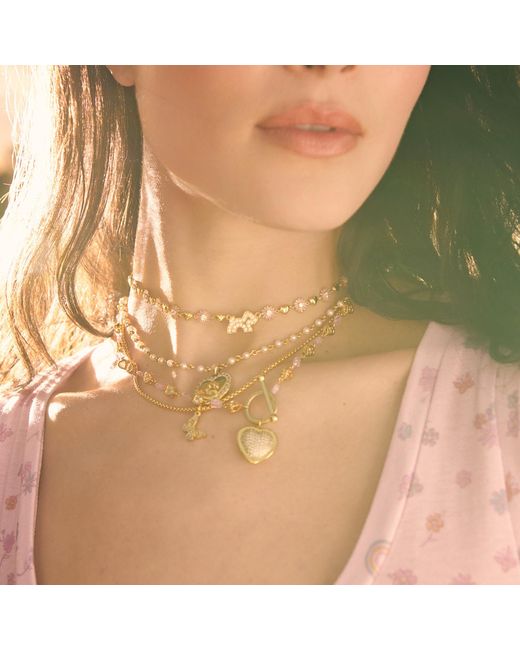 Cloud Haven Metallic Crystal Daisy Logo Necklace