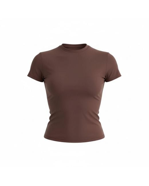 Loom Archives Brown Day Flow Longline Short Sleeve Top