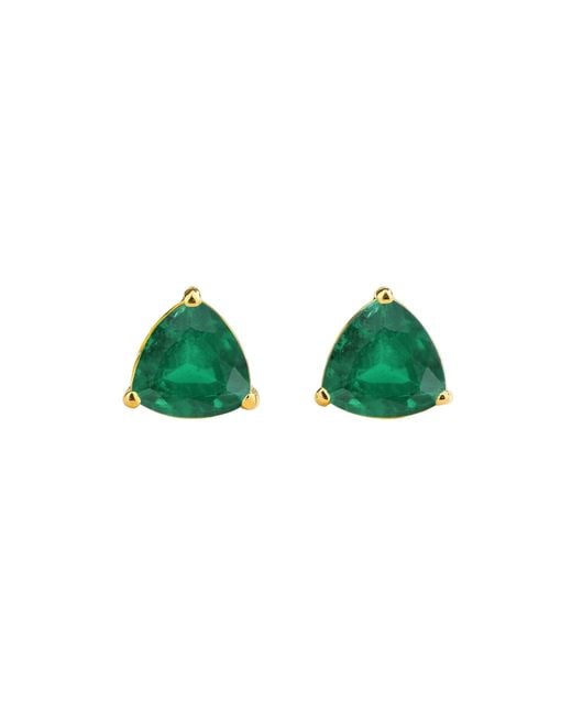 Juvetti Green Trillion Earrings Set With Emeralds
