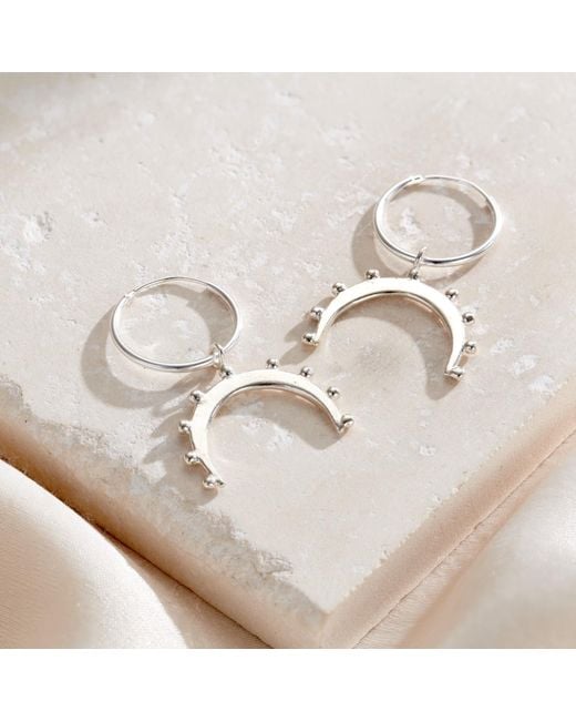 Posh Totty Designs Metallic Sterling Crown Horn Charm Hoop Earrings