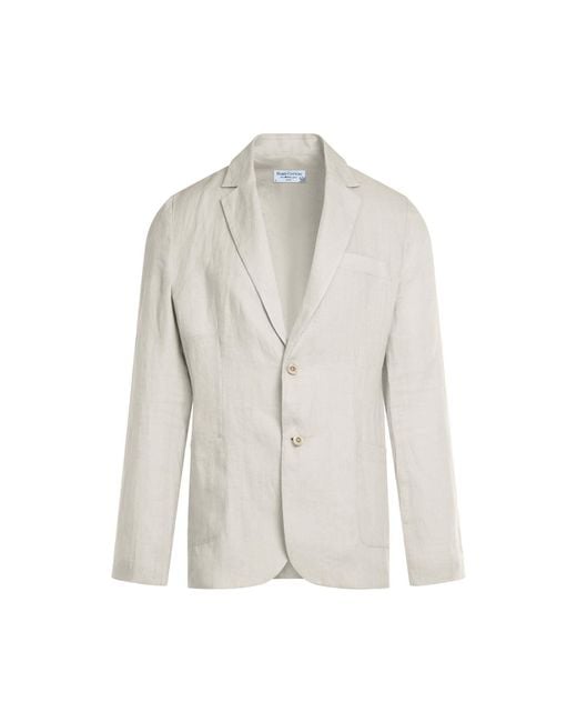 Haris Cotton White Neutrals Solid Lapel Neck Linen Blazer for men