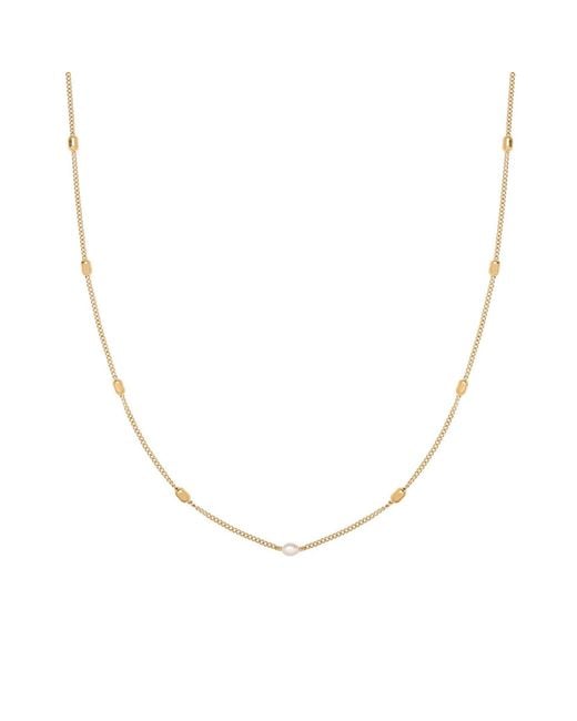 Bermuda Watch Company Metallic Nora Beaded Pearl Necklace Stainless Steel