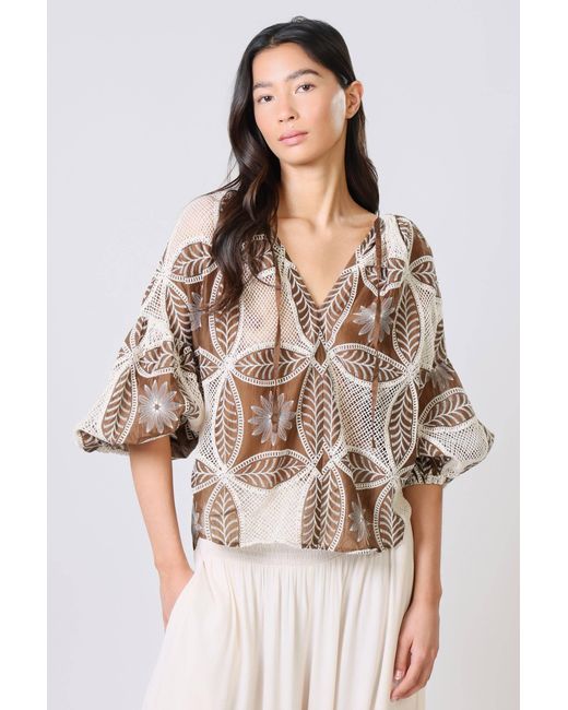 Traffic People Brown The Briefest Of Moments And Embroidered Rose Blouse