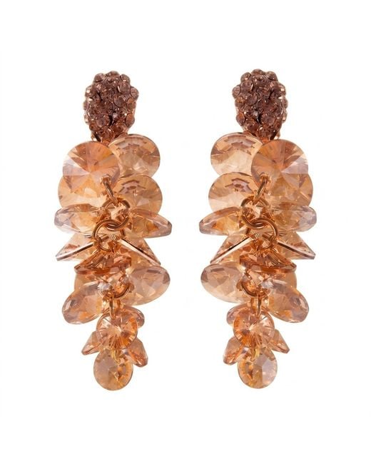 Modenaire Brown Crystal Drop Earrings With Sparkling Accents