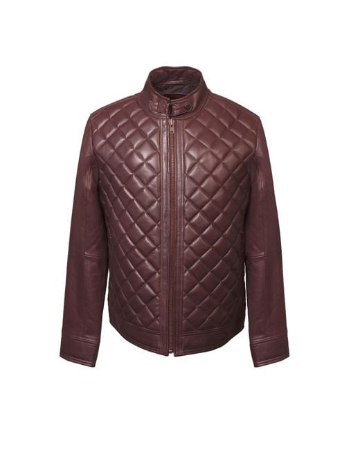 Zasta Studio Purple Single Malt Quilted Leather Jacket