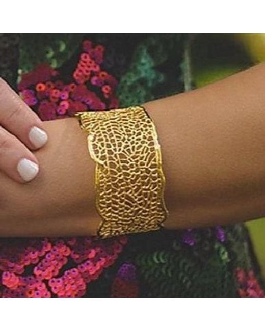 Lexi Jewelry Metallic Sea Goddess Organic Sea Fan Cuff Bracelet