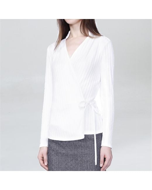 Smart and Joy White Wrap Over Knitted Top