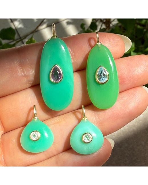 KAMARIA Green Chrysoprase Gemstone Pendant With Topaz