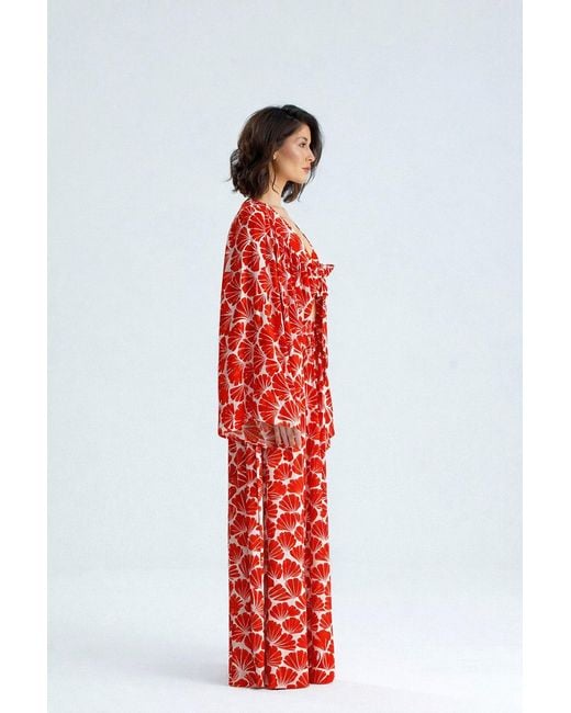 Lilamie Red Bali Long Sleeve Summer Bustier Top