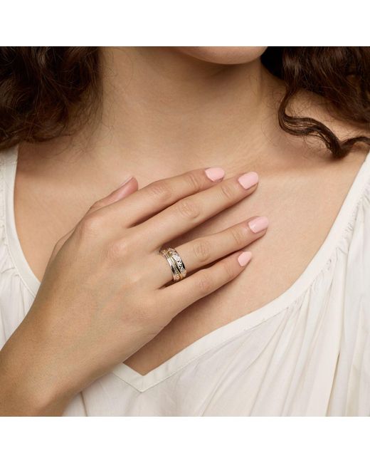 Isla Silver White Handmade & Brass Statement Ring