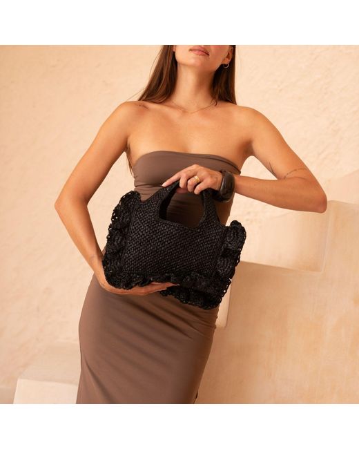 Zanatany Concepts Blue Floute Raffia Bag