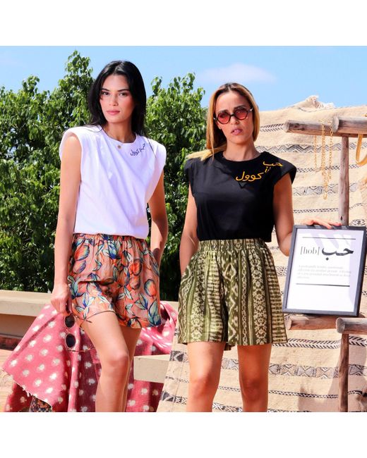 L2R THE LABEL Green Morocco Linen Boxer Shorts