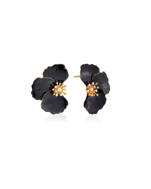Milou Jewelry Black Poppy Flower Earrings