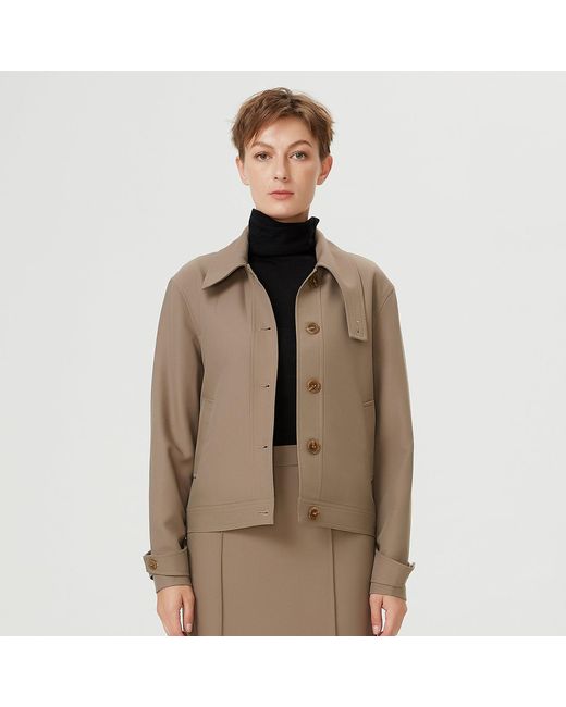 Smart and Joy Gray Buttoned Collar Short Jacket