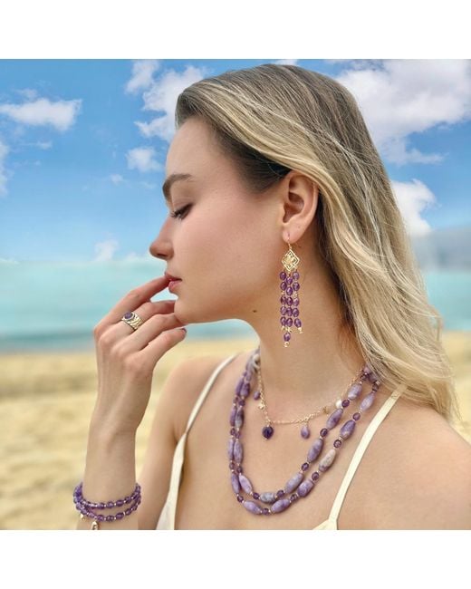 Farra Pink Double Layers Gemstone Necklace