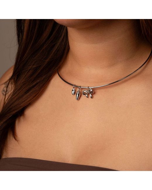 Belinda Jewelz Metallic Slim Collar Charm Necklace