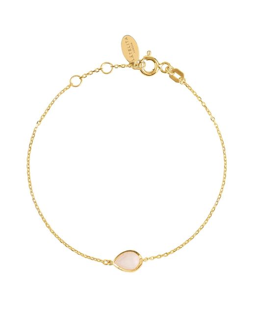 Latelita London Metallic Pisa Mini Teardrop Bracelet Gold Rose Quartz