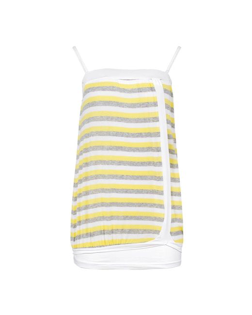 Conquista Yellow Striped Stretch Fabric Mini Dress