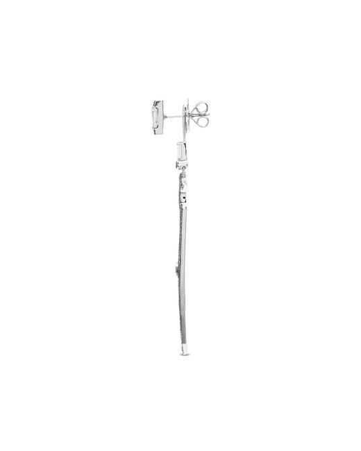 SALLY SKOUFIS Metallic Shield Earrings With Natural Diamond & Made Cz Diamond Stimulant