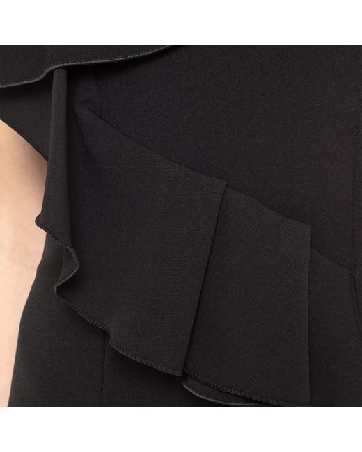 Nissa Black Ruffled Midi Dress