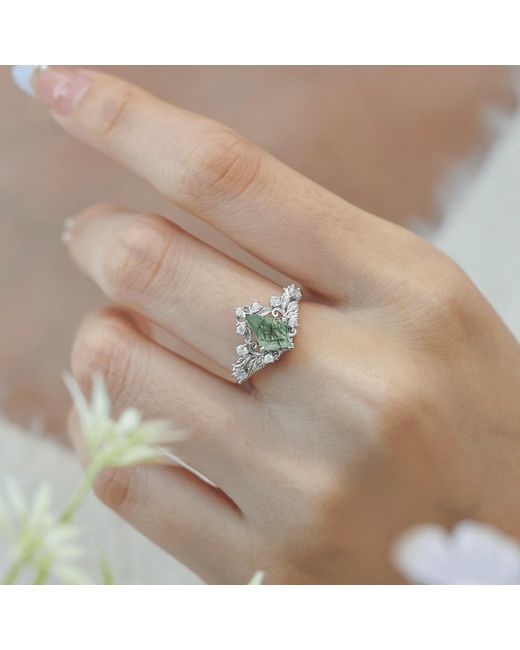 Azura Jewelry New York Blue Regal Tiara Moss Agate Ring Vermeil