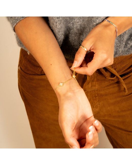Shaded the Label Metallic Niamh Malachite Clover Adjustable Bracelet