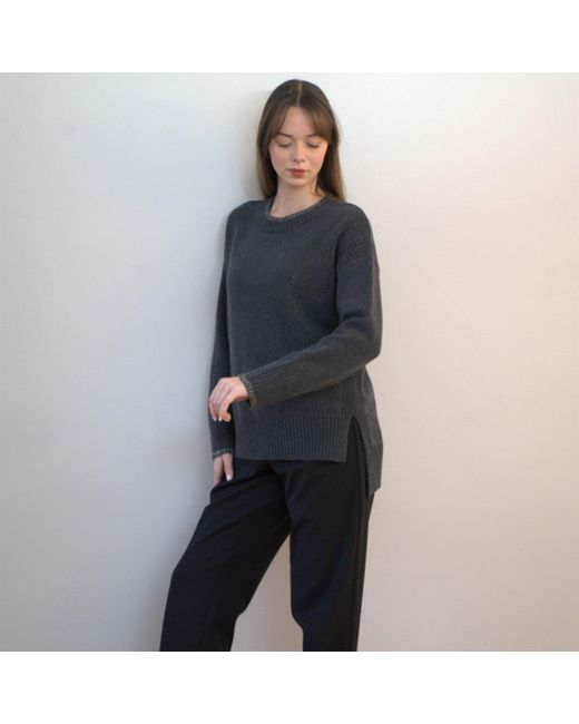 Nuvv Collection Black Wool And Cashmere Blend Round Necked Knit Sweater – Soft Neutral Tone