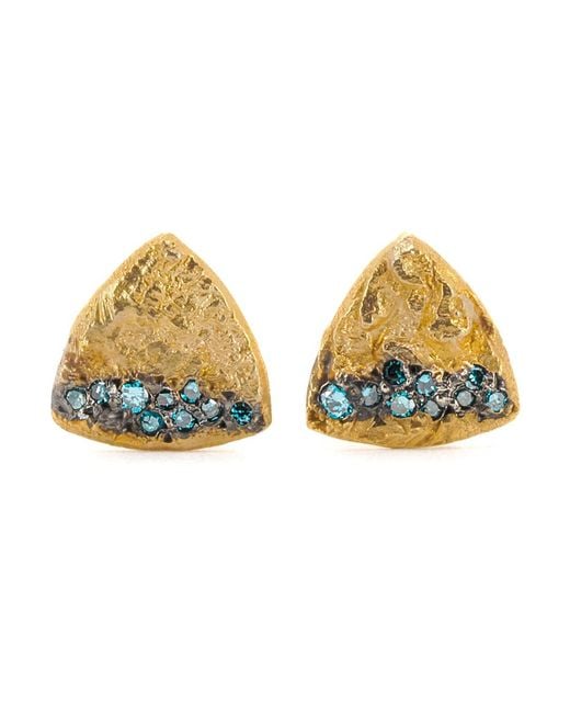Ebru Jewelry Yellow Nature Triangle Diamond Stud Earring
